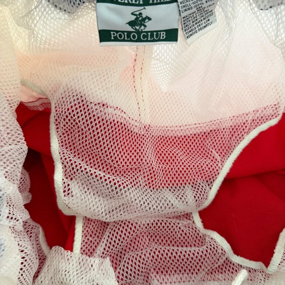 VTG Y2K Beverly Hills Polo Club Swim Trunks Lined Large Deadstock Red White Blue